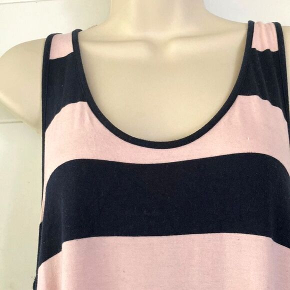 BANANA REPUBLIC Tunic Tank Top Pink Black Stripes Womens Large - Picture 4 of 10